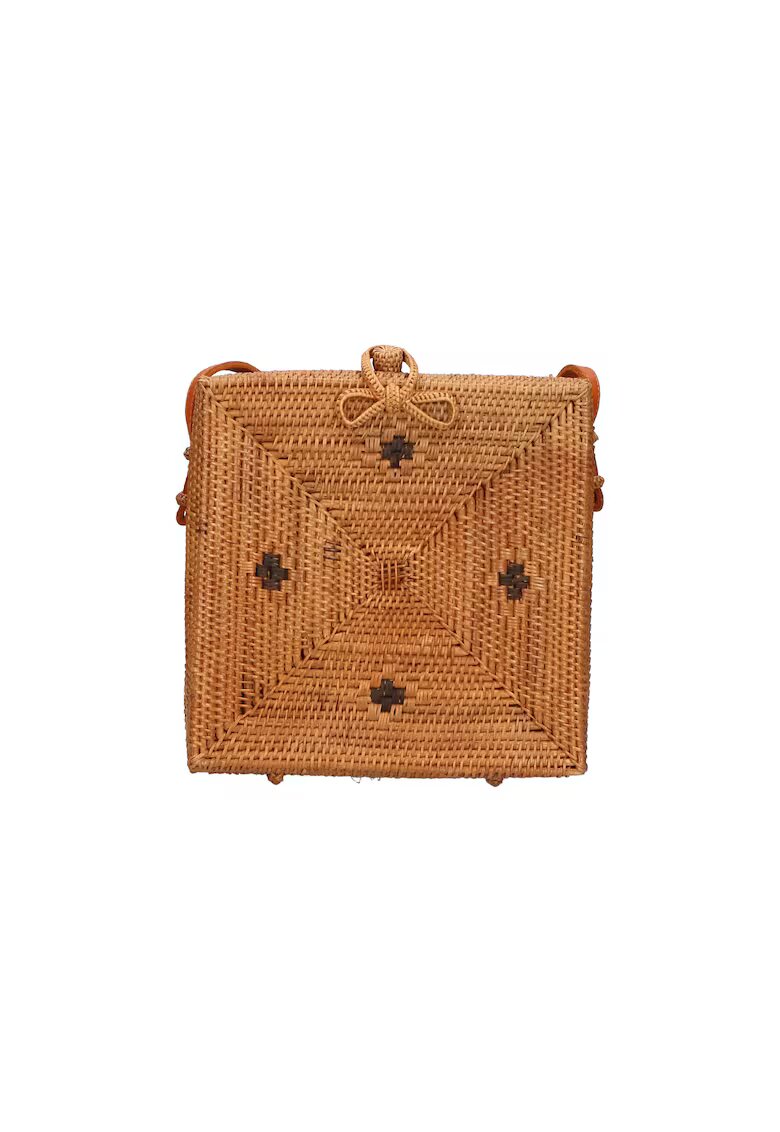 Gave Lux Geanta crossbody din rattan - Maro scortisoara