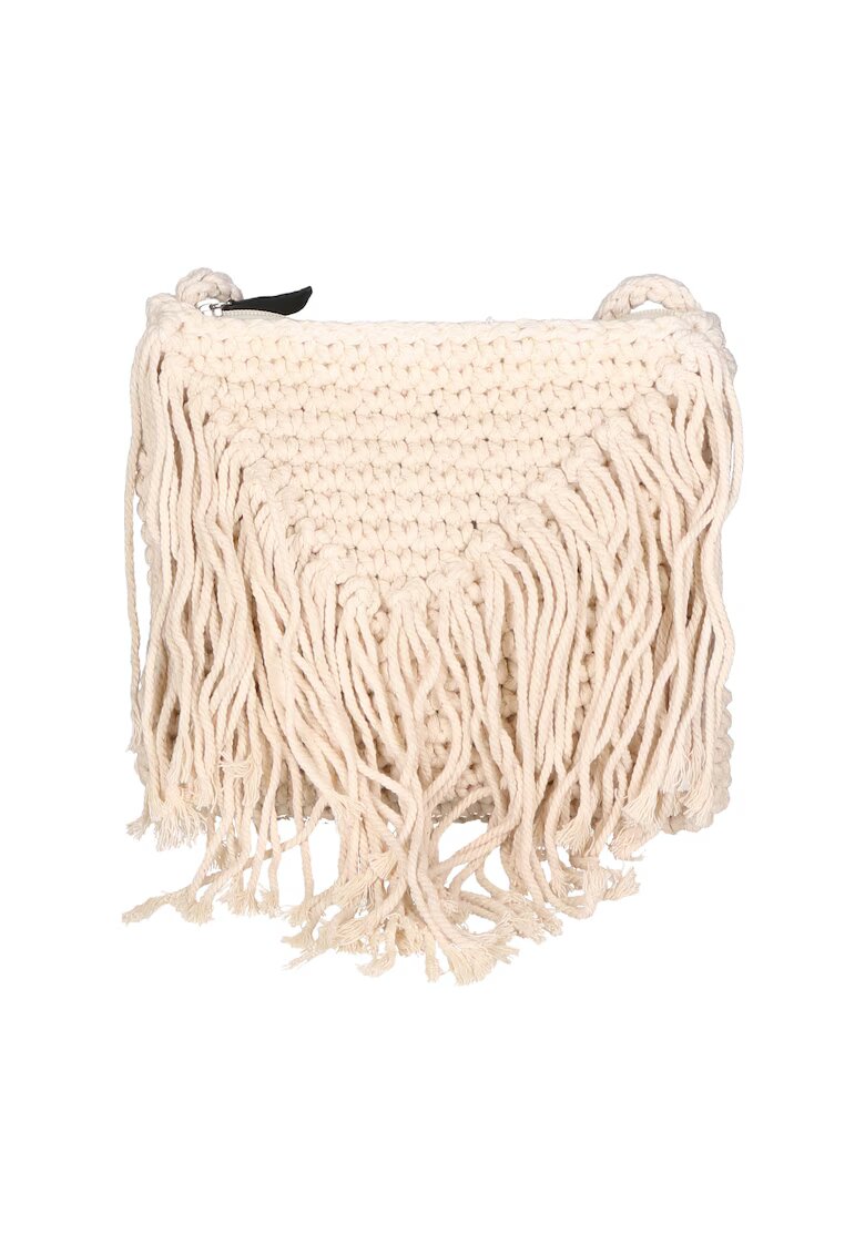 Gave Lux Geanta crossbody tesuta - cu franjuri - Bej