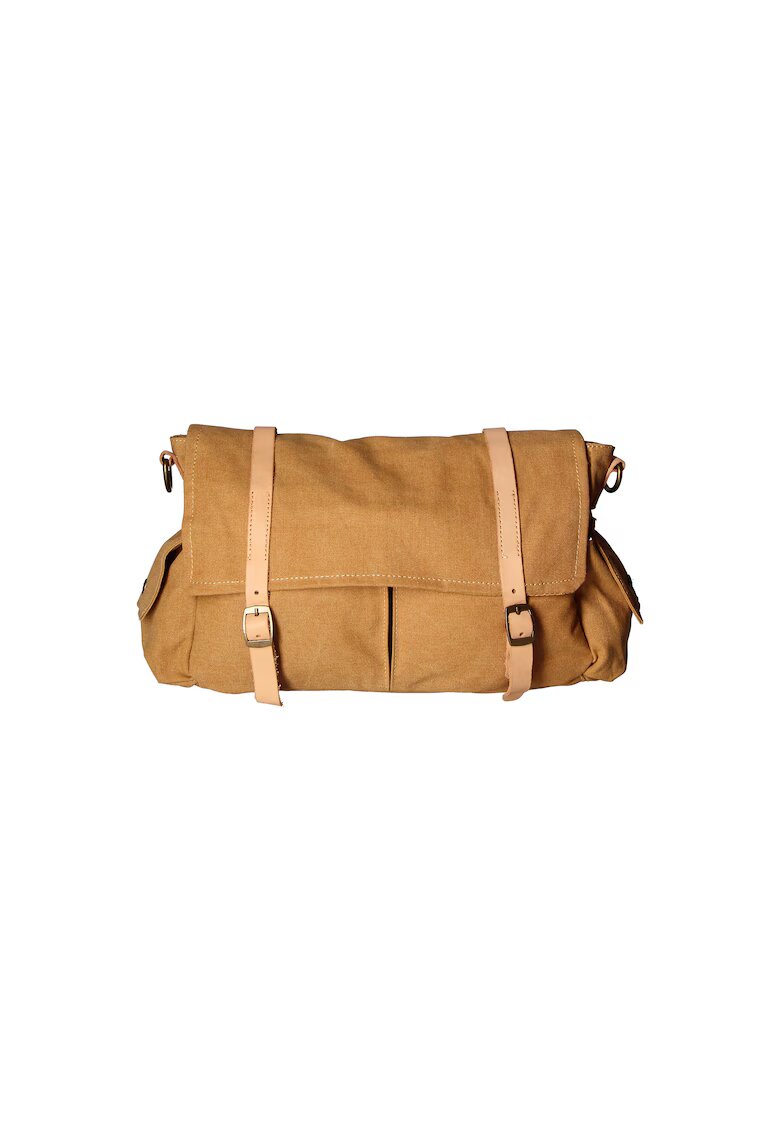 Gave Lux Geanta crossbody unisex cu garnituri de piele - Caramel