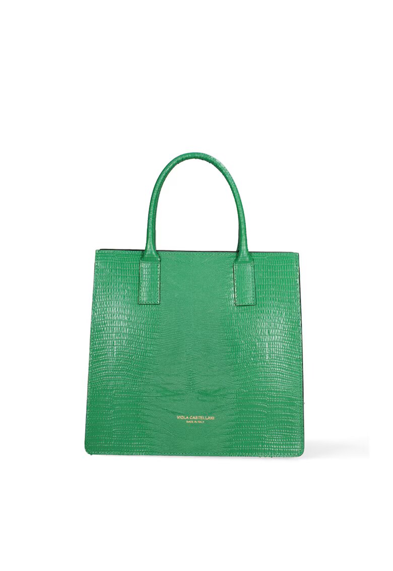 Gave Lux Geanta de piele cu bareta de umar si model texturat - Verde
