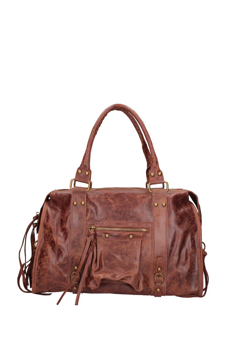 Gave Lux Geanta de piele cu maner si buzunar exterioar - Maro - 28x41x13