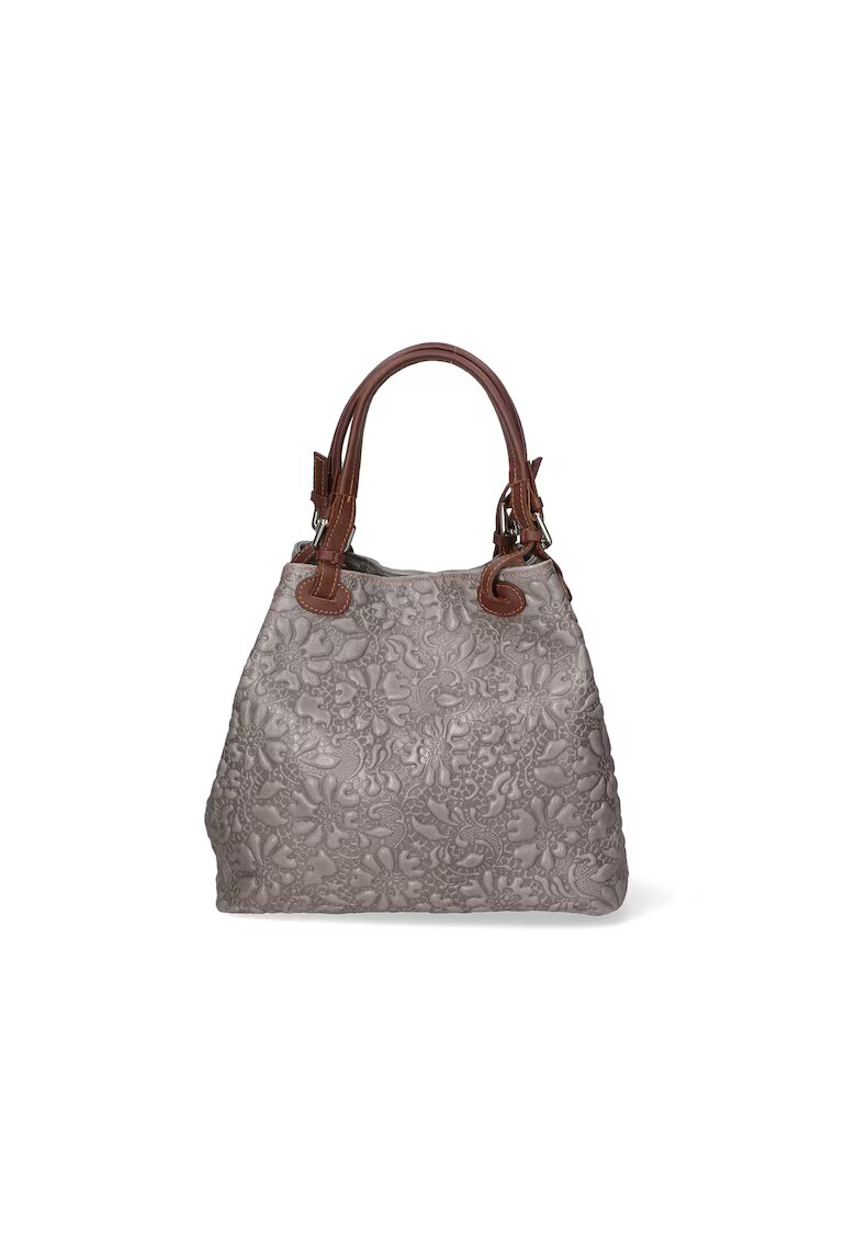 Gave Lux Geanta hobo cu model floral in relief - Gri
