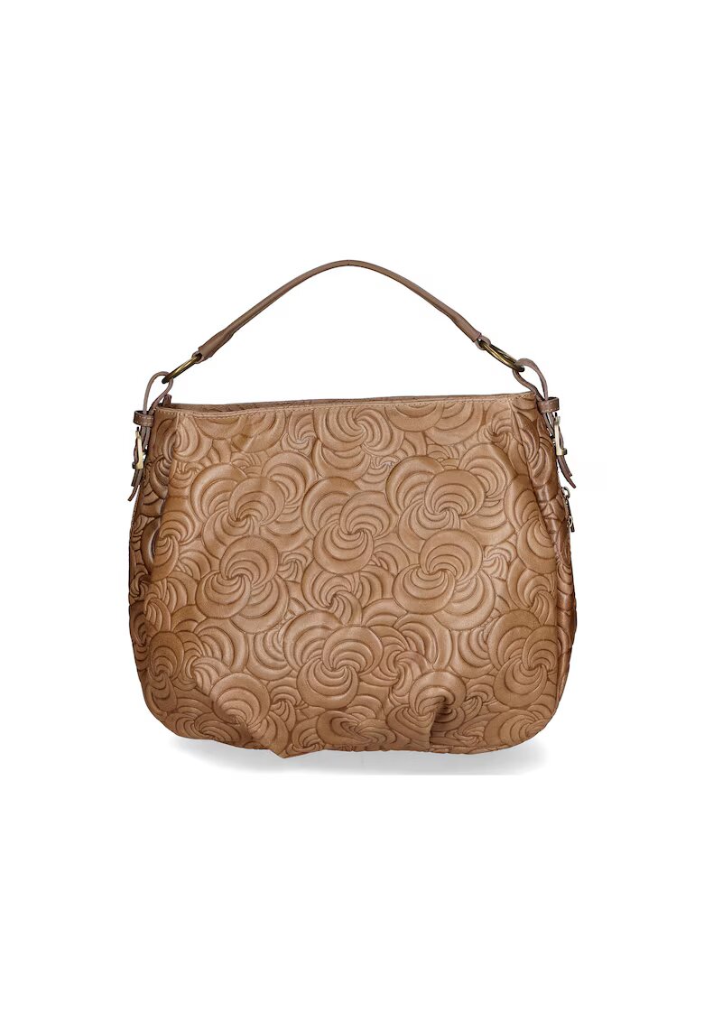 Gave Lux Geanta hobo de piele cu model in relief - Maro taupe