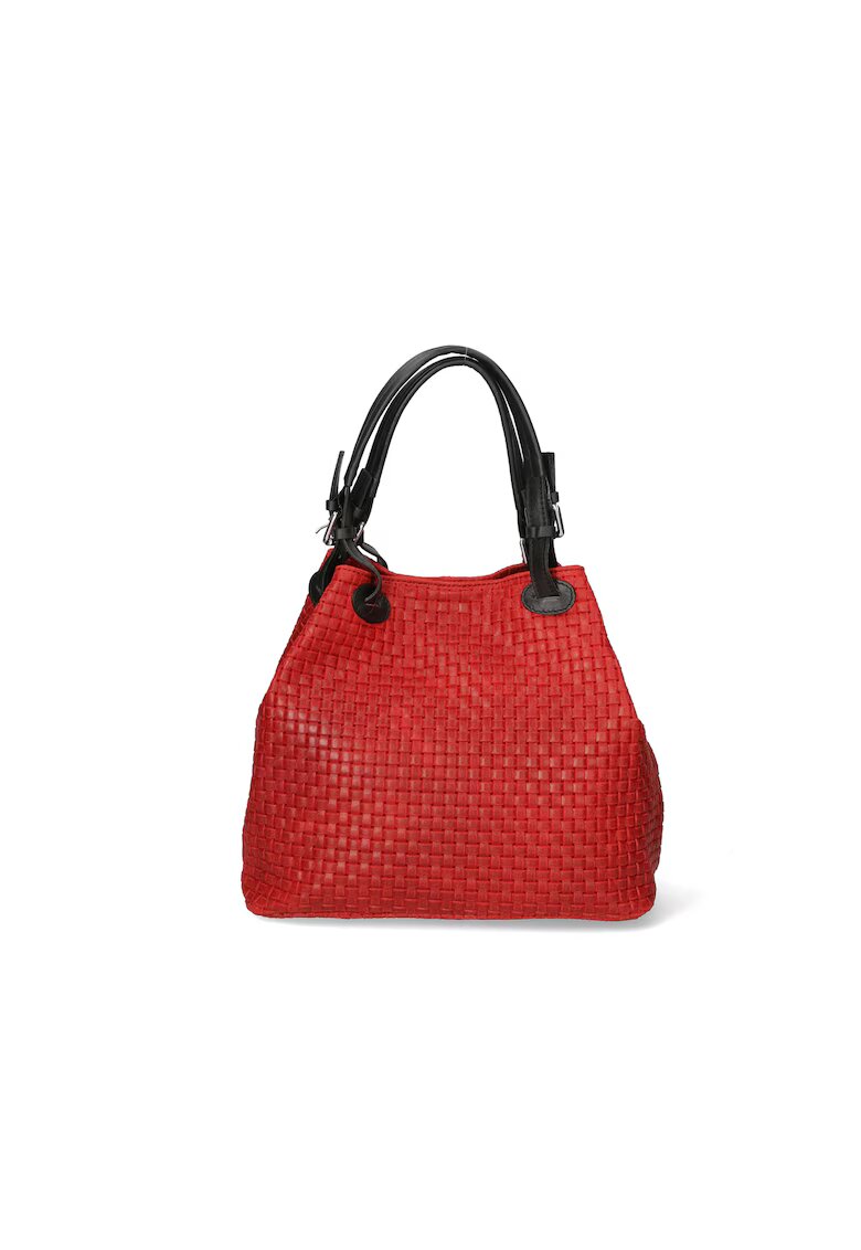 Gave Lux Geanta hobo din piele cu aspect tesut - Rosu