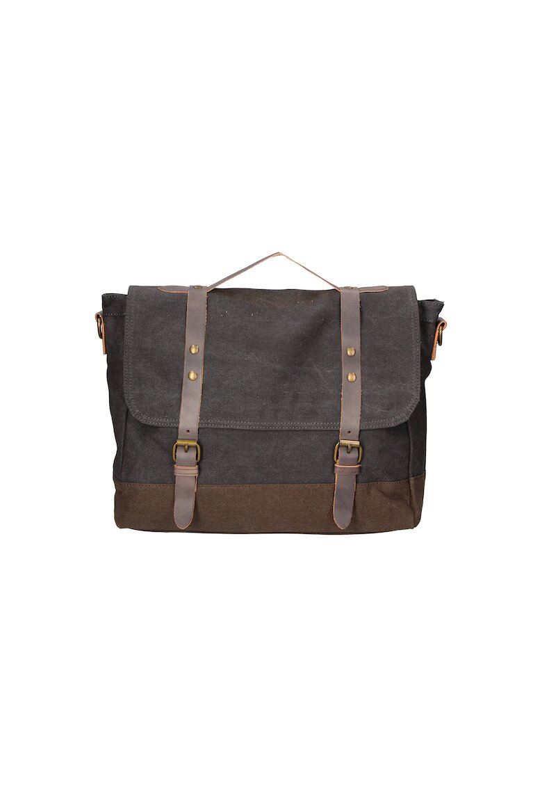 Gave Lux Geanta messenger unisex cu garnituri de piele - Negru