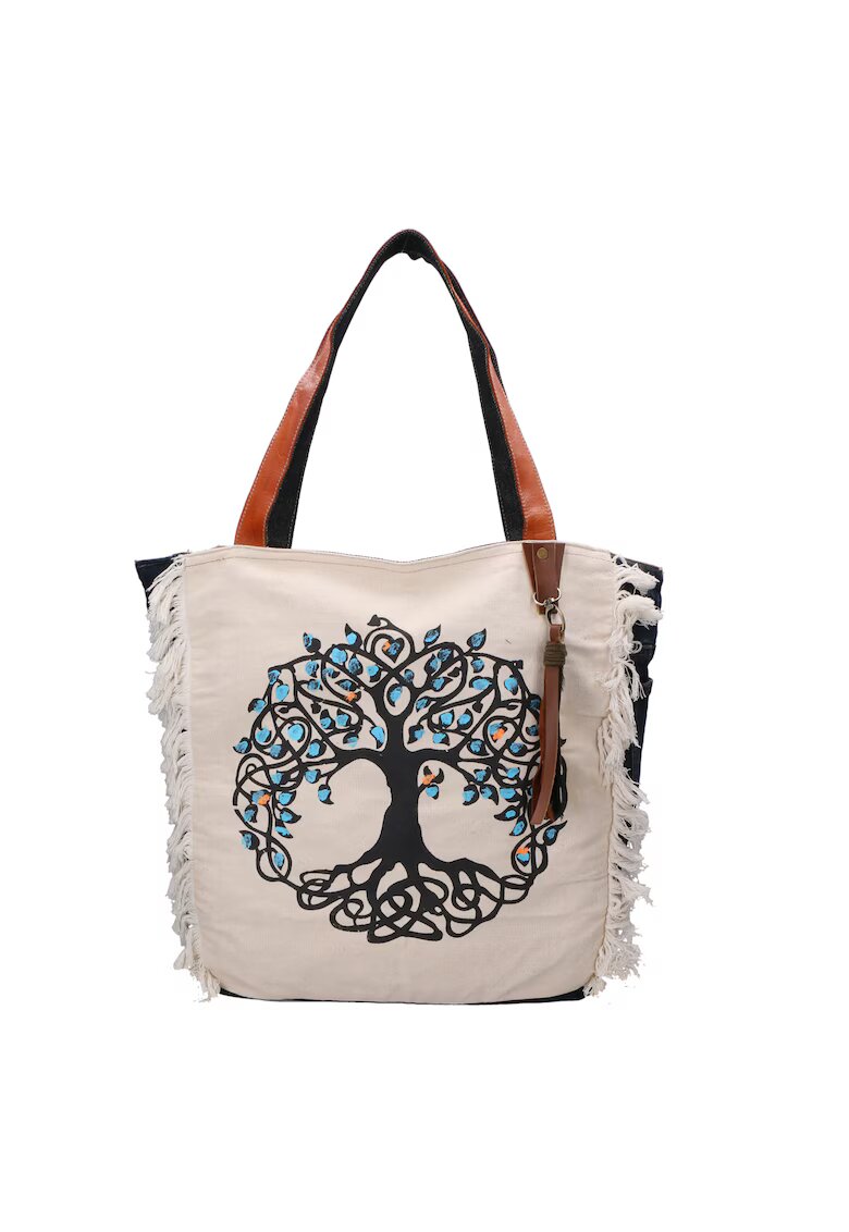 Gave Lux Geanta shopper cu manere de piele - Albastru