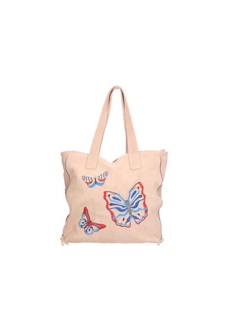 Gave Lux Geanta shopper de piele cu fluturi - Roz