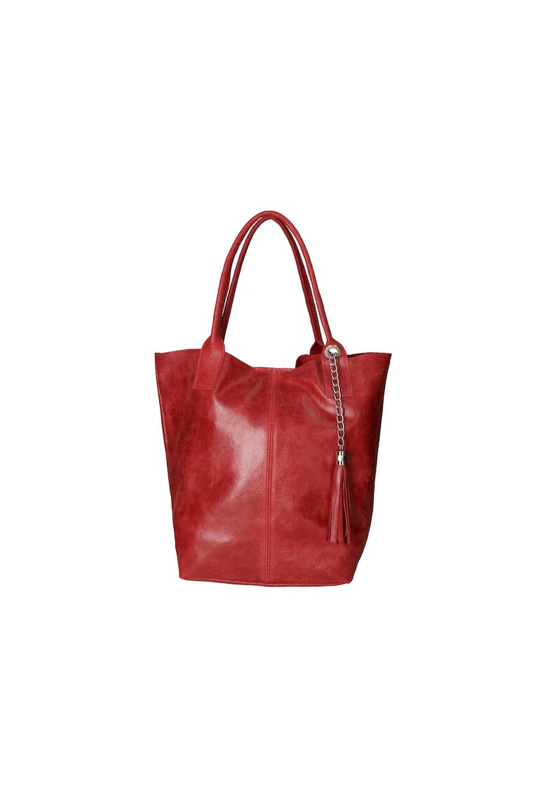 Gave Lux Geanta shopper din piele cu accesoriu cu franjuri - Rosu inchis