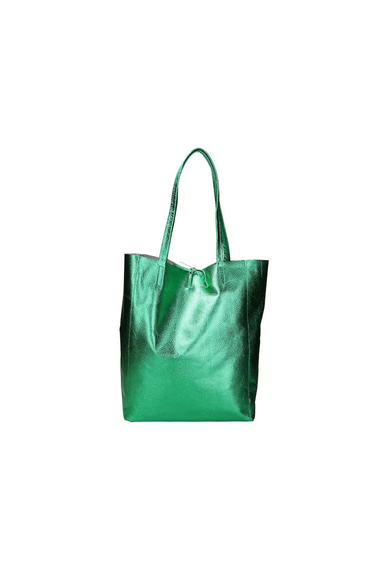 Gave Lux Geanta tote de piele cu buzunar cu fermoar - Verde