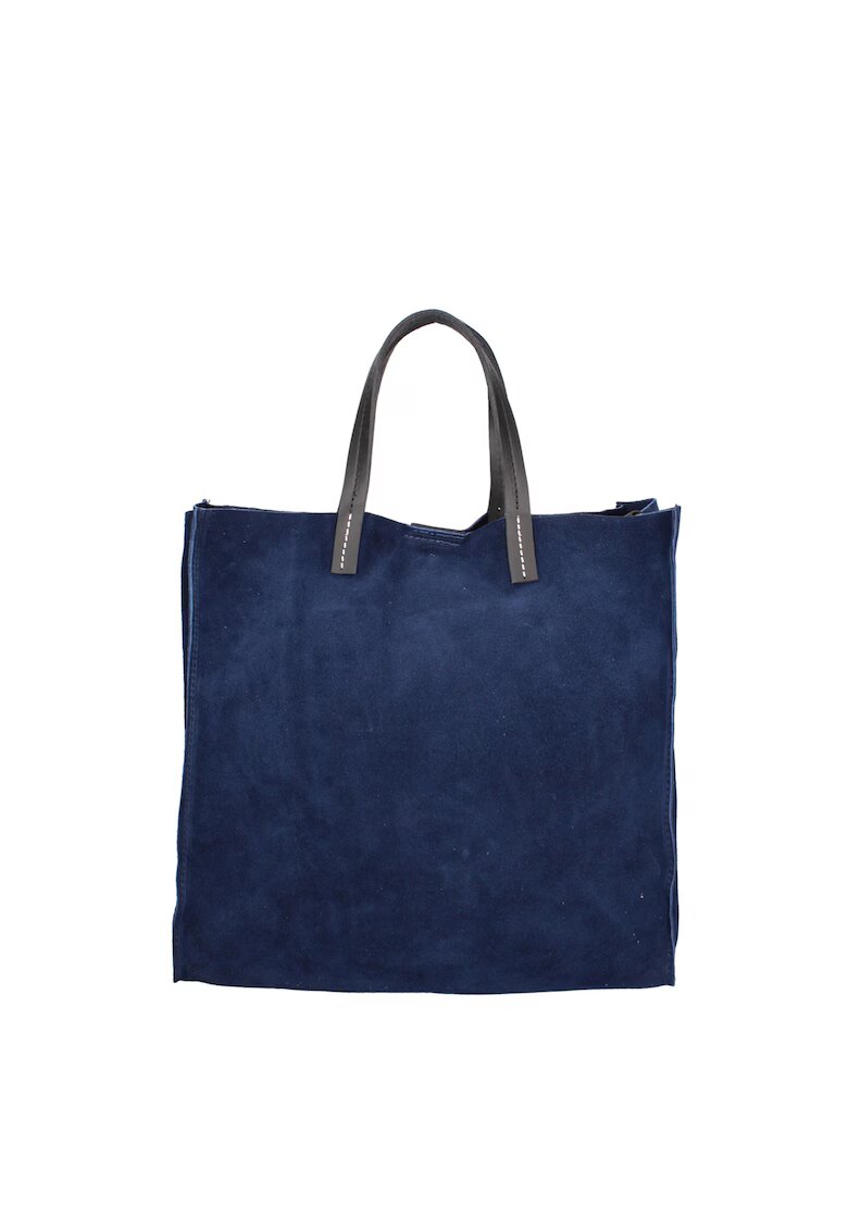 Gave Lux Geanta tote din piele intoarsa cu etui detasabil Novara Lux - Albastru inchis