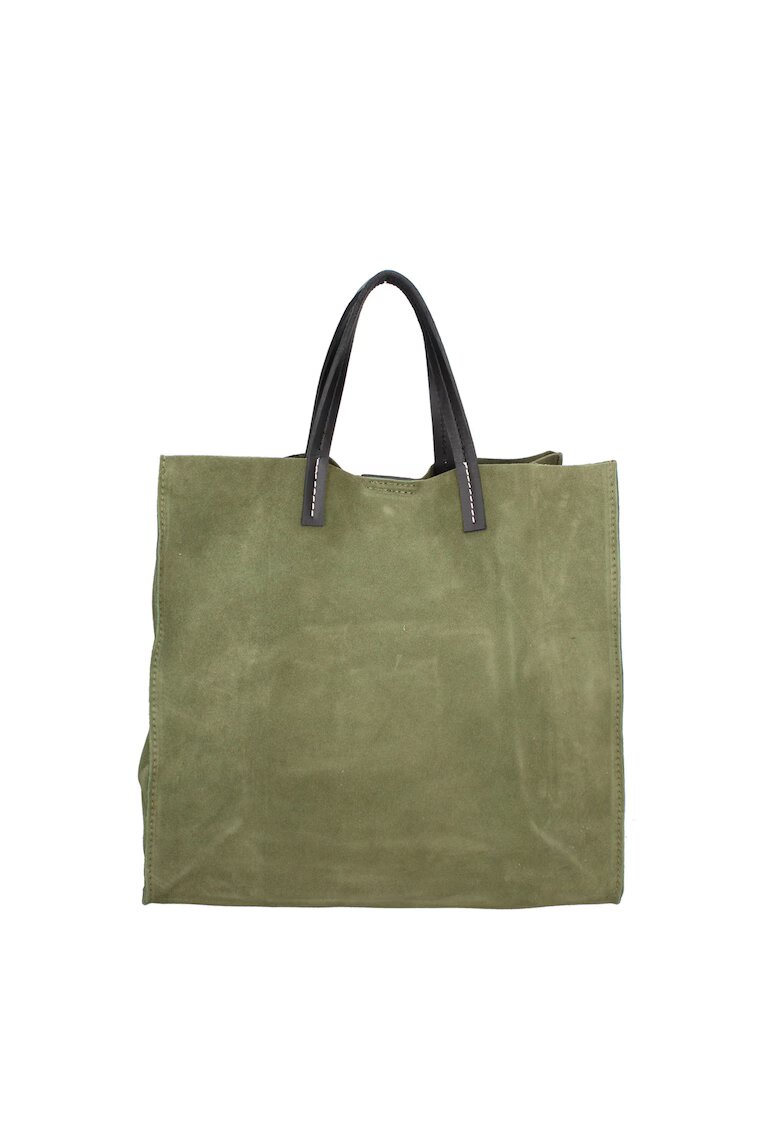 Gave Lux Geanta tote din piele intoarsa cu etui detasabil Novara Lux - Verde inchis