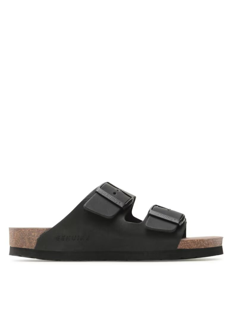 GENUINS Papuci barbati 302848782 - Piele naturala/Piele nabuc - Negru - Negru