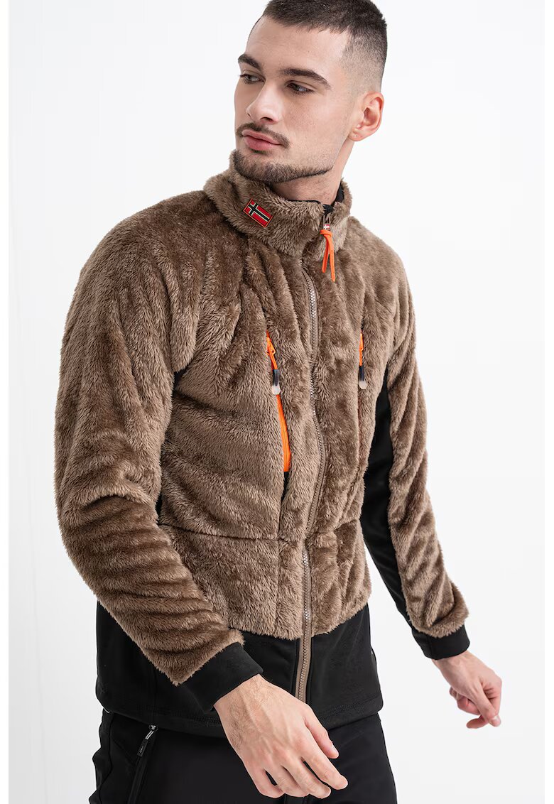 Geo Norway Bluza de trening pufoasa cu fermoar si buzunare Uliste - Maro taupe