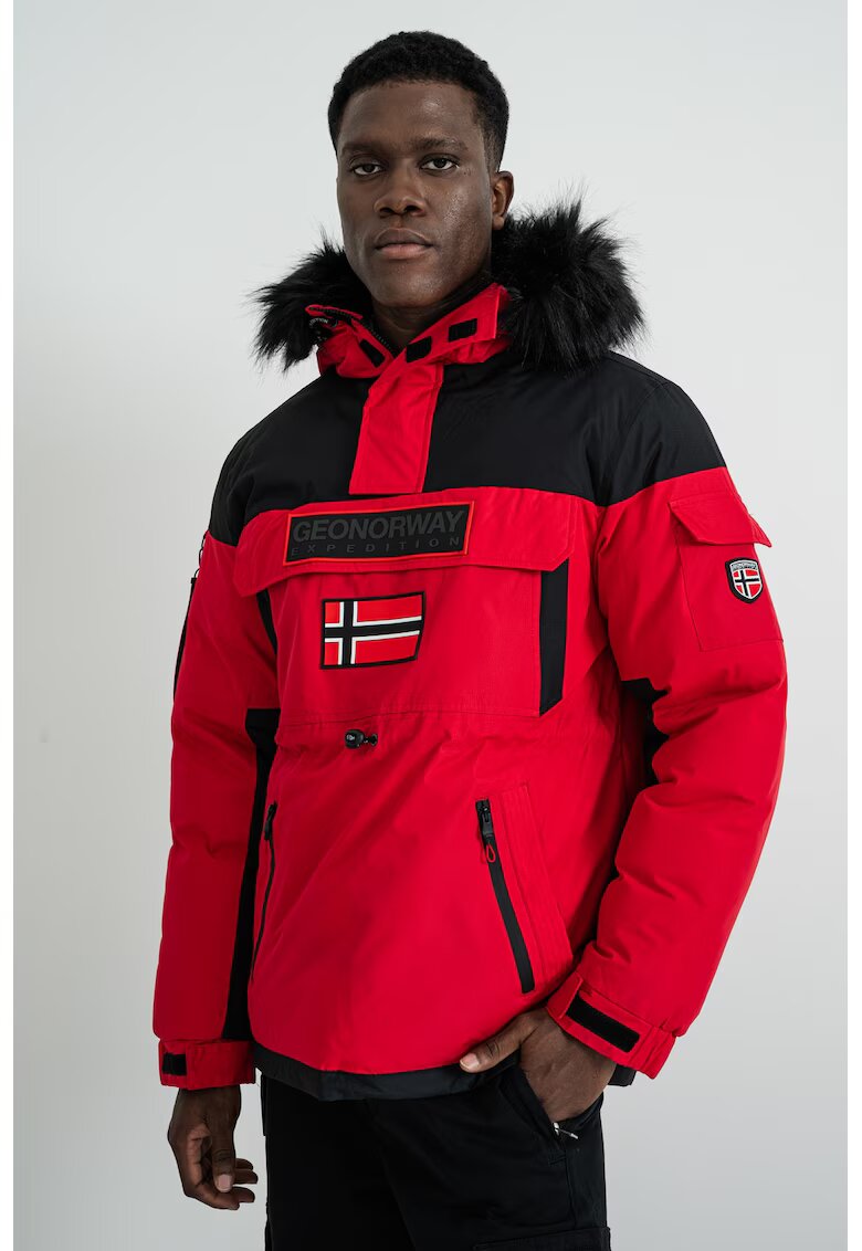 Geo Norway Geaca fara inchidere cu talie ajustabila Bruno - Rosu/Negru/Alb murdar