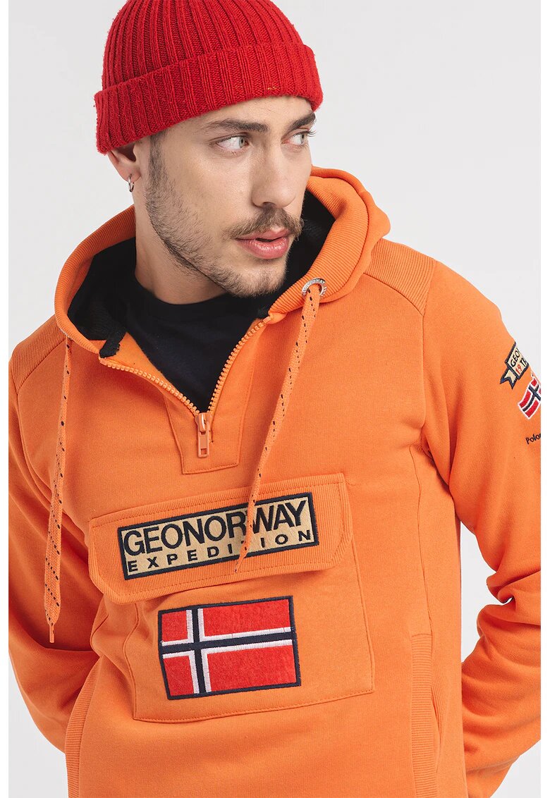 Geo Norway Hanorac cu buzunare aplicate si fenta cu fermoar Gymclass - Portocaliu