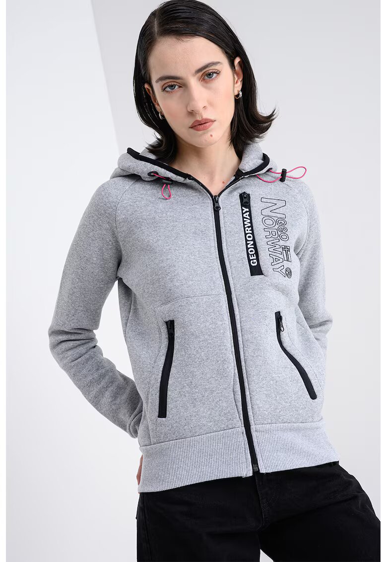 Geo Norway Hanorac cu fermoar si maneci raglan Fiona - Gri melange