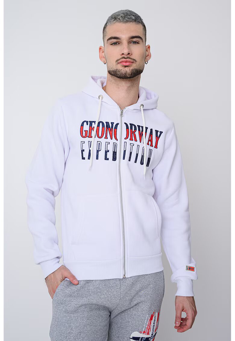 Geo Norway Hanorac cu logo brodat si fermoar Ghazen - Visiniu/Albastru ultramarin/Alb optic