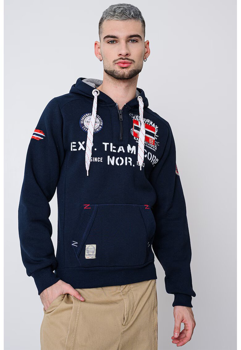 Geo Norway Hanorac din amestec de bumbac cu imprimeu Goptaine - Rosu/Alb/Bleumarin