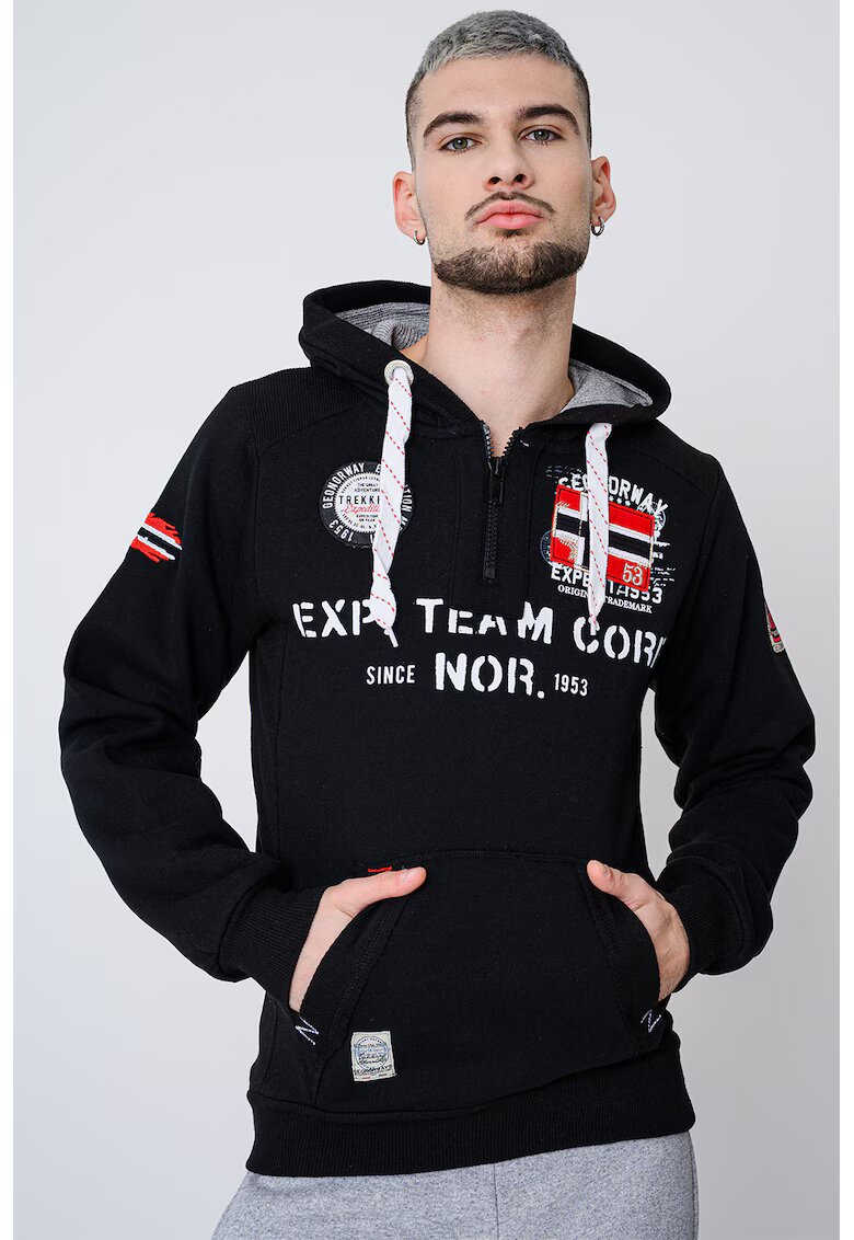 Geo Norway Hanorac din amestec de bumbac cu imprimeu Goptaine - Rosu/Negru/Alb optic