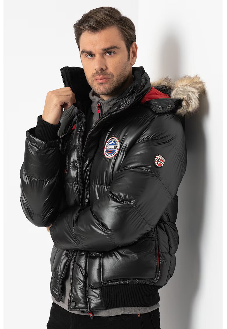 Geographical Norway Geaca cu garnitura din blana sintetica Bugs - Negru