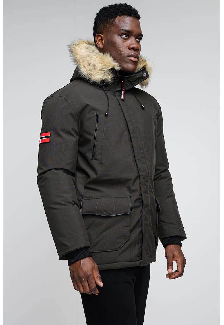 Geographical Norway Geaca cu garnituri de blana sintetica Claude - Kaki