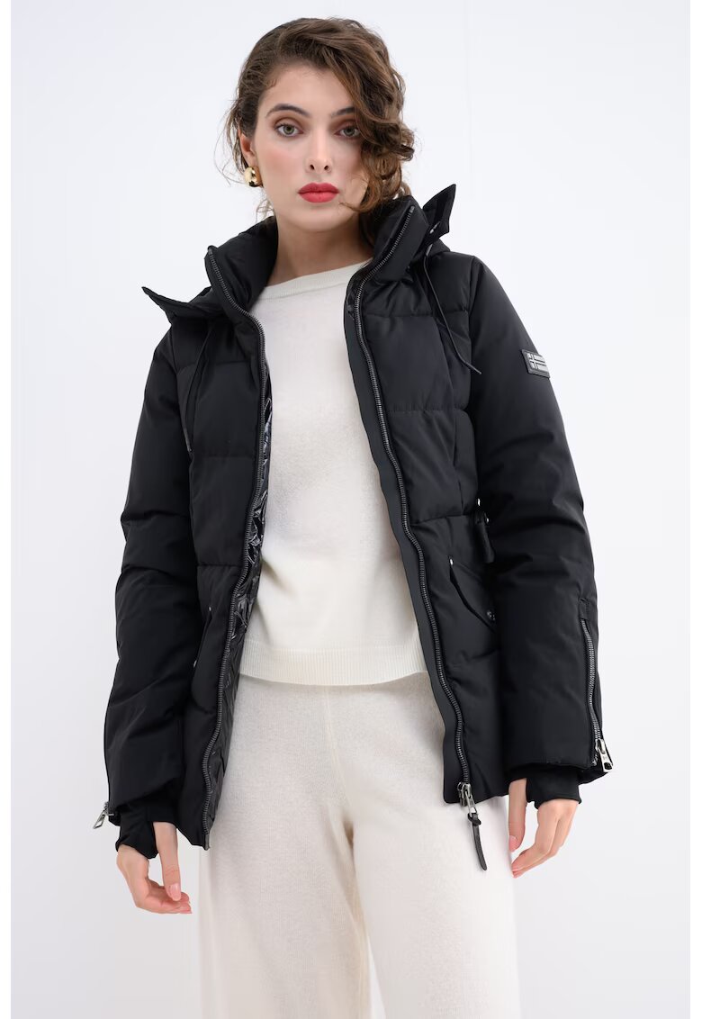 Geographical Norway Geaca cu gluga - curea si vatelina Alfea - Negru