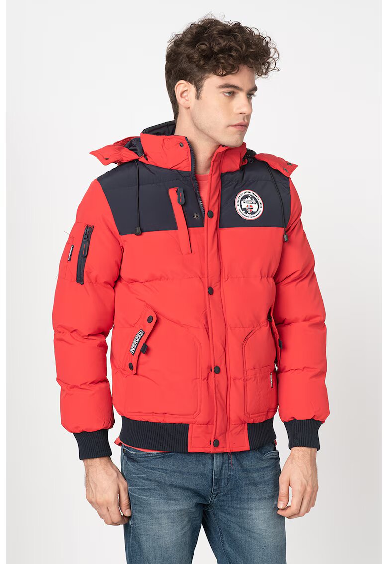 Geographical Norway Geaca cu gluga detasabila Volva - Alb/Negru/Rosu vermillion