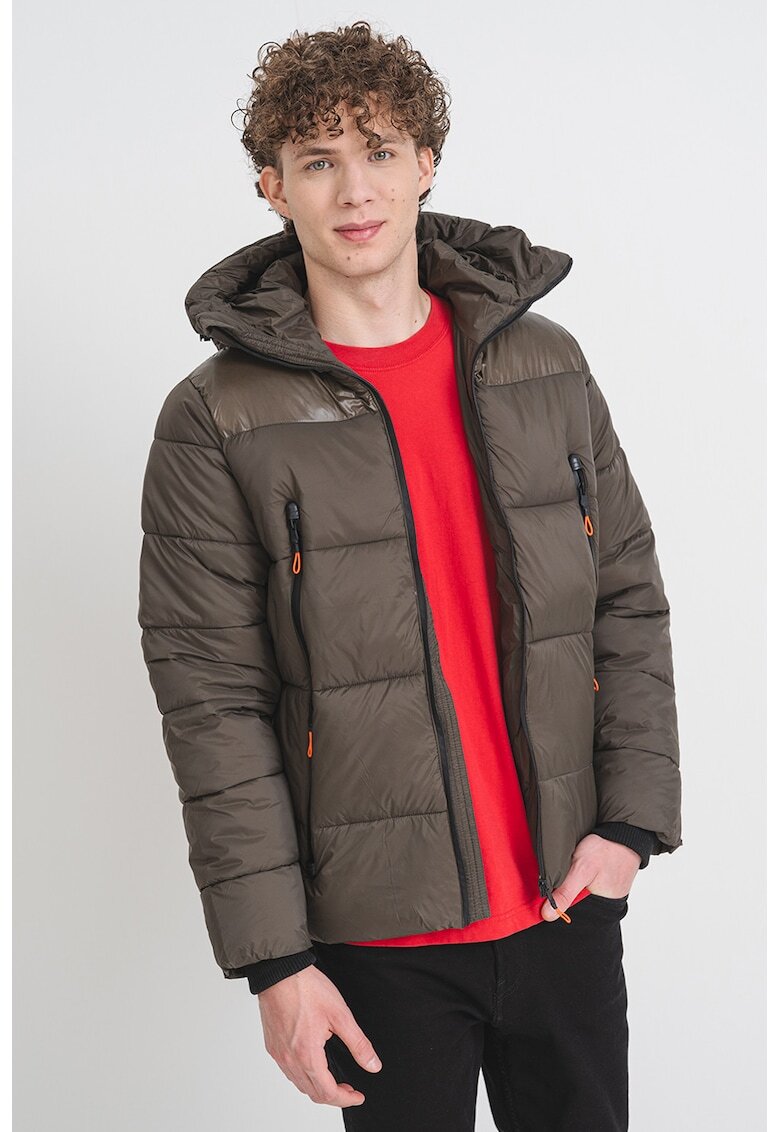 Geographical Norway Geaca cu vatelina si buzunare cu fermoar Bayou - Kaki