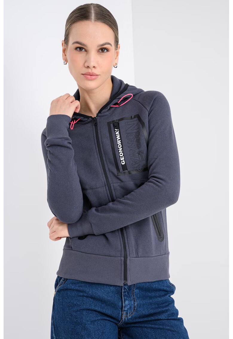 Geographical Norway Hanorac cu fermoar Fiona - Gri carbune