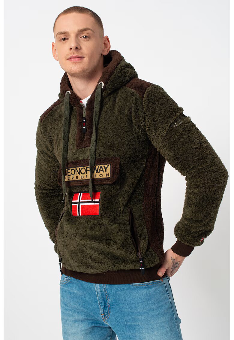 Geographical Norway Hanorac cu fermoar scurt Gymclass - Maro/Verde padure