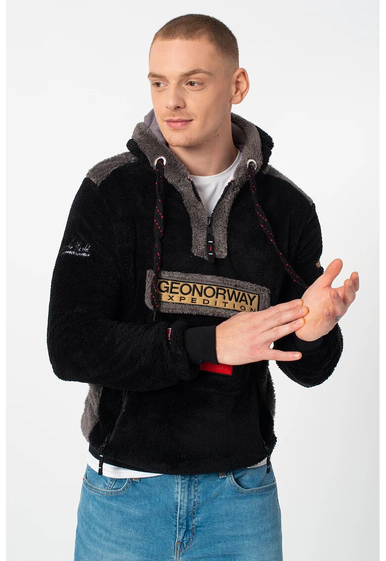 Geographical Norway Hanorac cu fermoar scurt Gymclass - Negru/Gri inchis