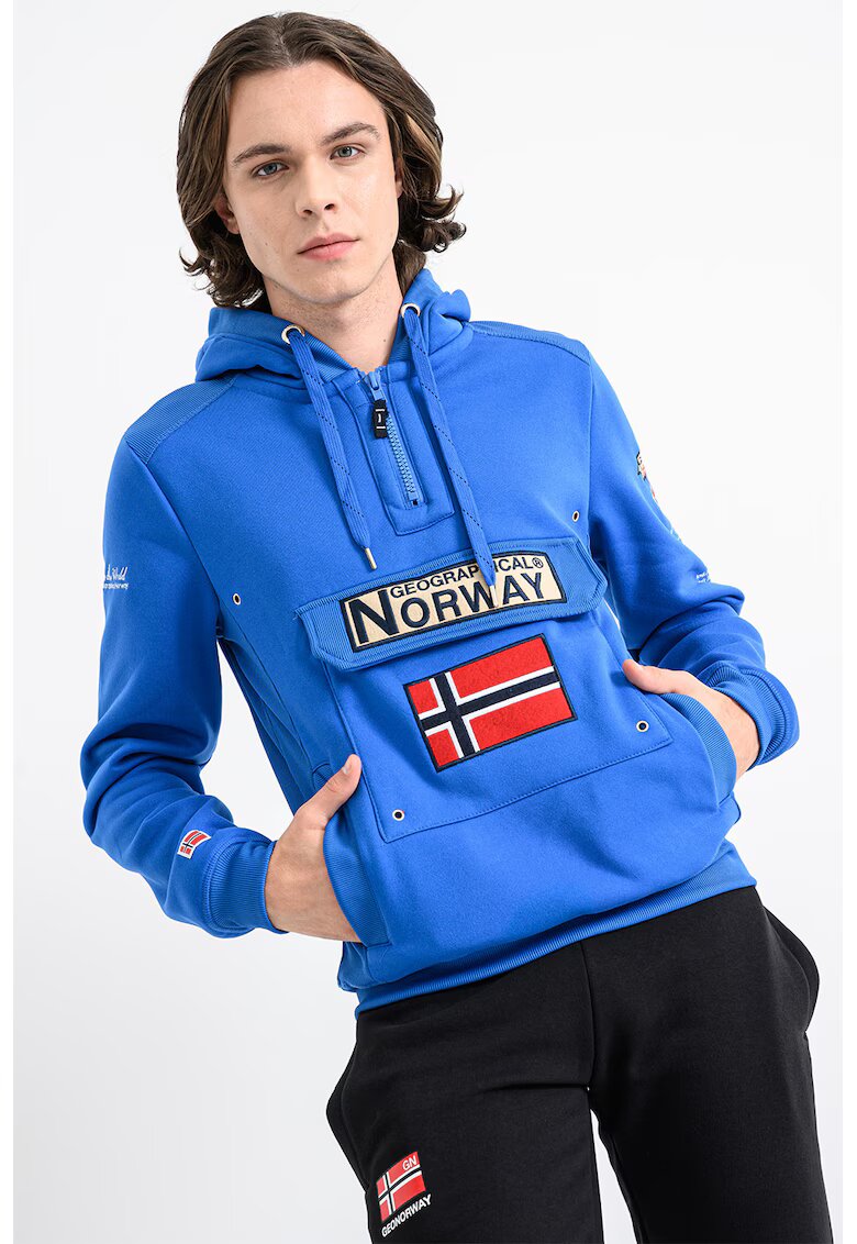 Geographical Norway Hanorac cu fermoar scurt Gymclass - Rosu/Albastru royal