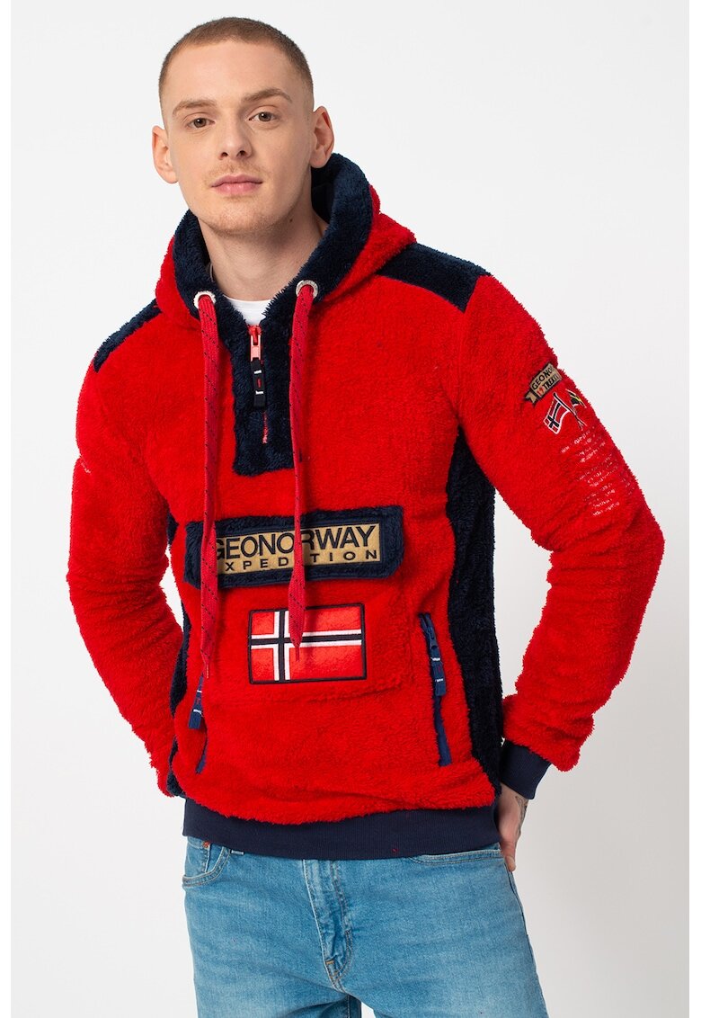 Geographical Norway Hanorac cu fermoar scurt Gymclass - Rosu inchis/Bleumarin