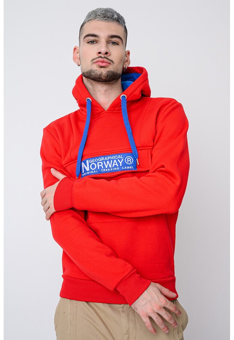 Geographical Norway Hanorac cu imprimeu logo Gadrien - Albastru royal/Rosu vermillion