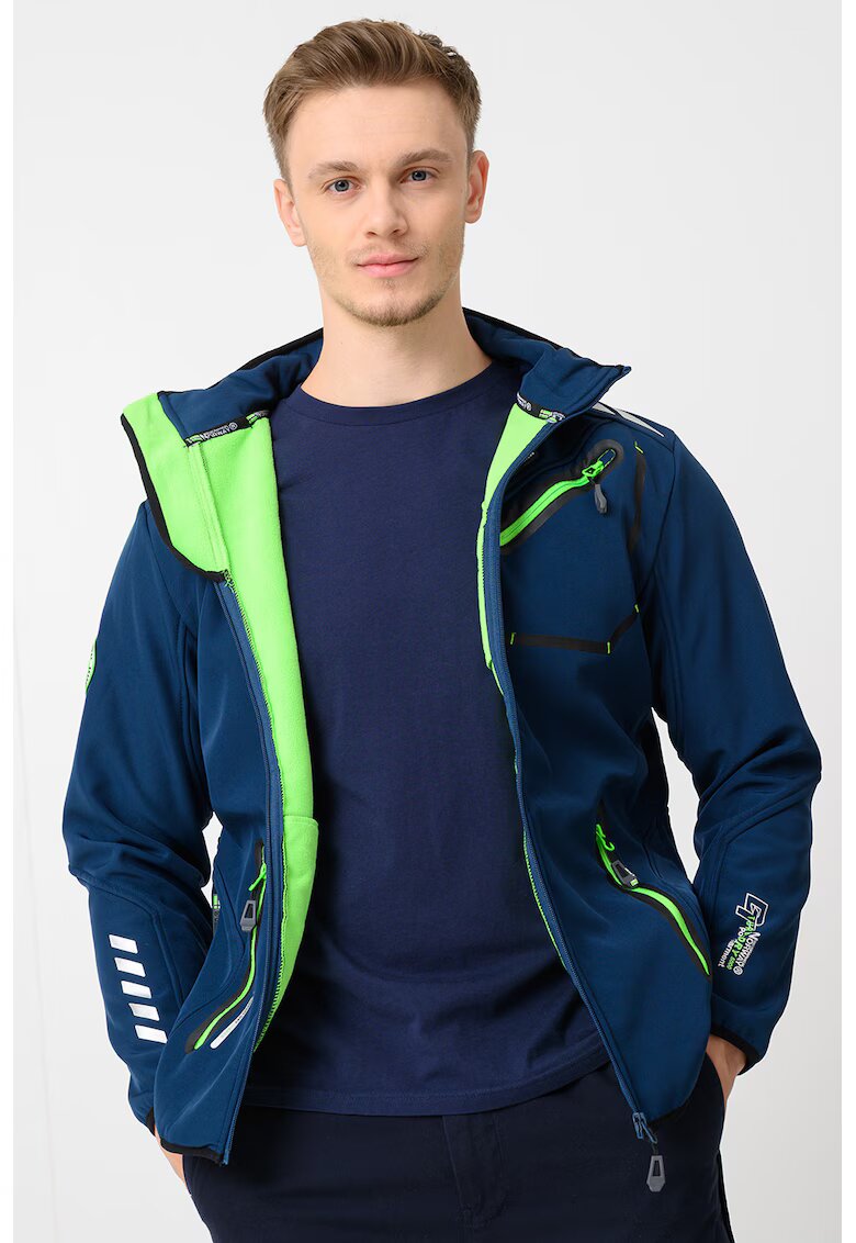 Geographical Norway Jacheta cu fermoar si gluga Royaute - Verde lime/Bleumarin