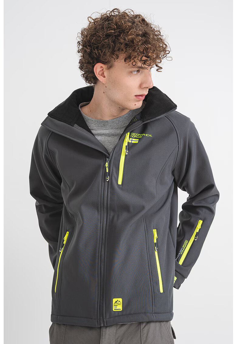 Geographical Norway Jacheta cu finisaj rezistent la apa cu gluga detasabila Ritchone - Verde lime/Gri inchis