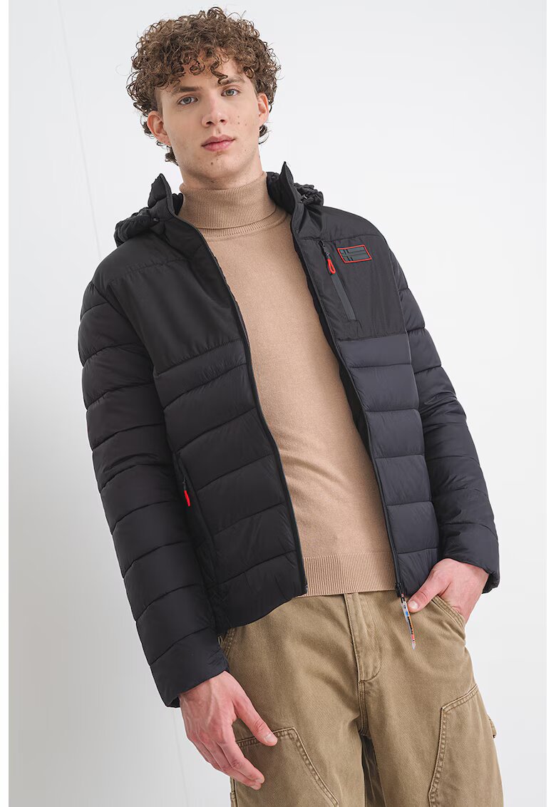 Geographical Norway Jacheta matlasata cu gluga Batilo - Negru