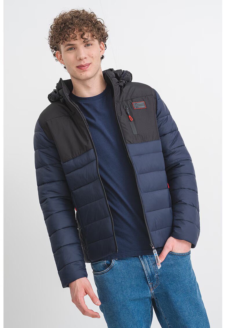 Geographical Norway Jacheta matlasata cu gluga Batilo - Negru/Bleumarin