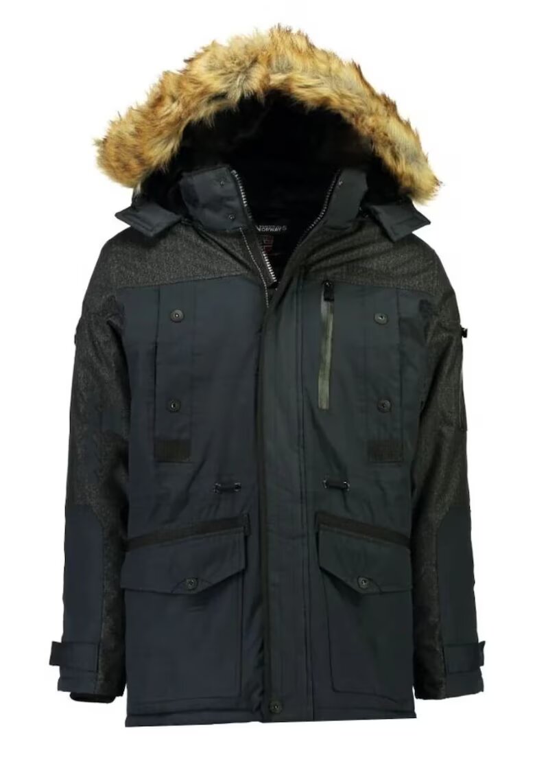 Geographical Norway Jacheta parka de iarna bleumarin - cu gluga detasabila - 100% poliester - pentru barbati