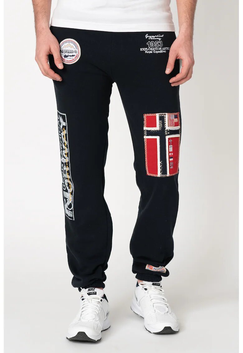 Geographical Norway Pantaloni de trening cu aplicatii logo Myer - Rosu/Gri/Bleumarin