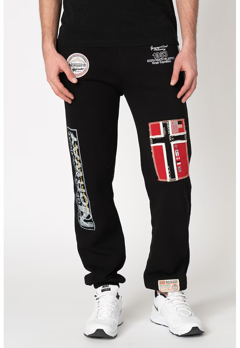 Geographical Norway Pantaloni de trening cu aplicatii logo Myer - Rosu/Negru/Gri