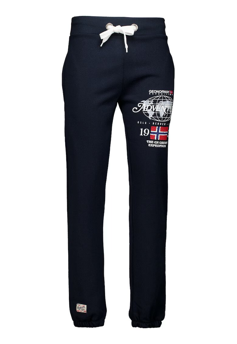 Geographical Norway Pantaloni de trening cu snur in talie si imprimeu Molkovitz - Albastru ultramarin