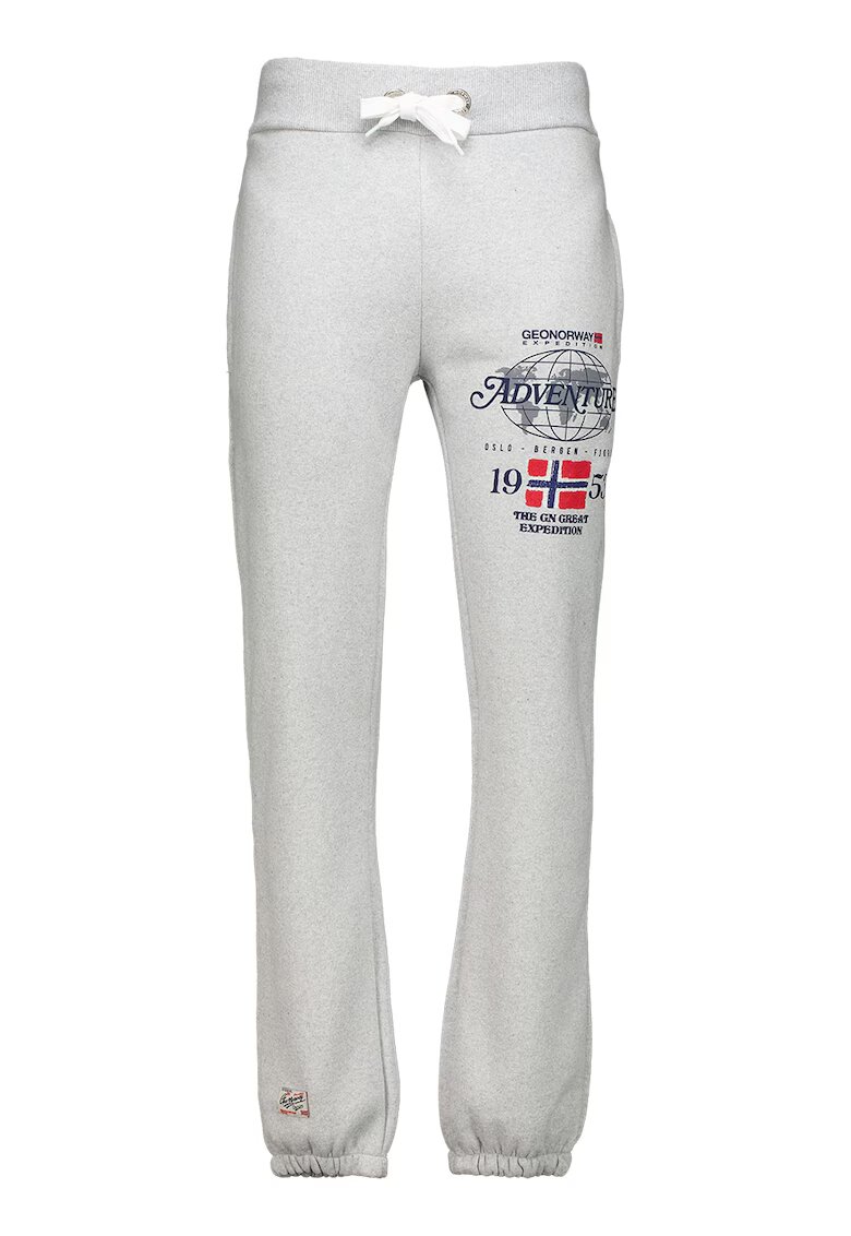 Geographical Norway Pantaloni de trening cu snur in talie si imprimeu Molkovitz - Gri deschis melange
