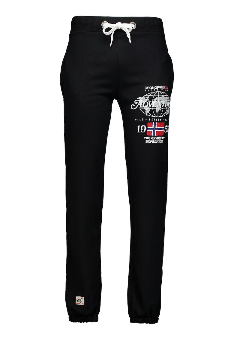 Geographical Norway Pantaloni de trening cu snur in talie si imprimeu Molkovitz - Negru