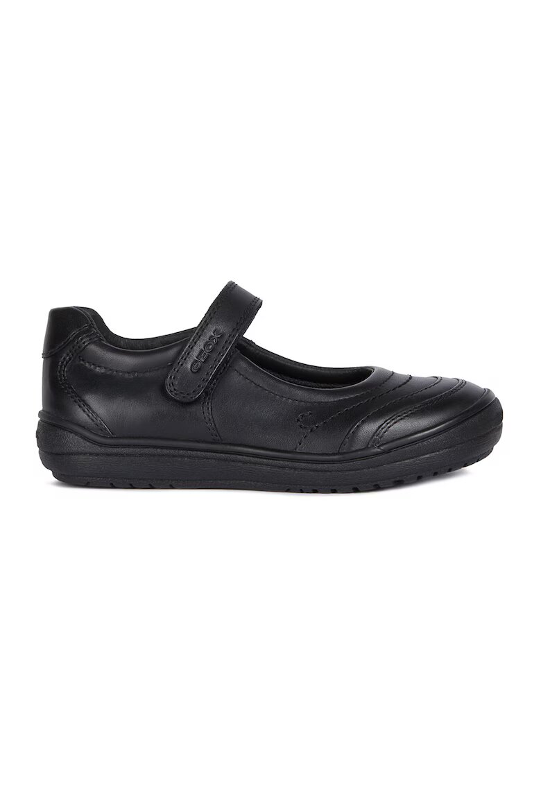 Geox Balerini de piele cu velcro - Negru