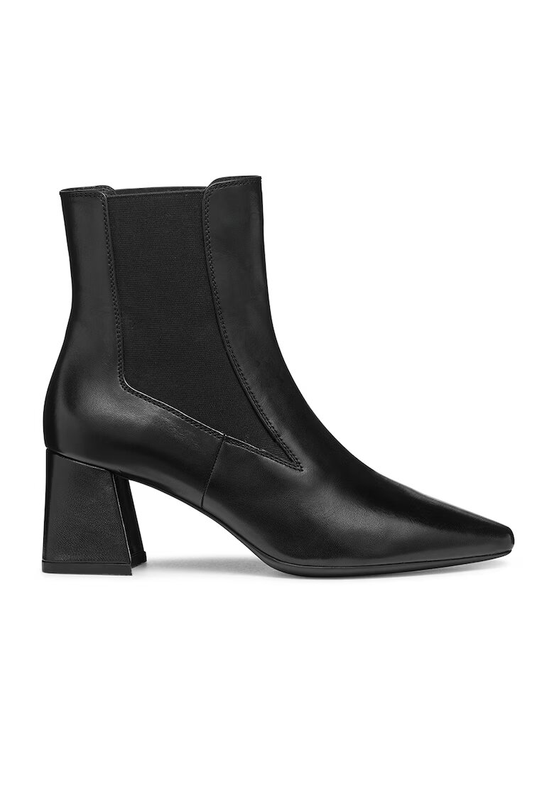 Geox Botine Chelsea de piele cu toc masiv - Negru
