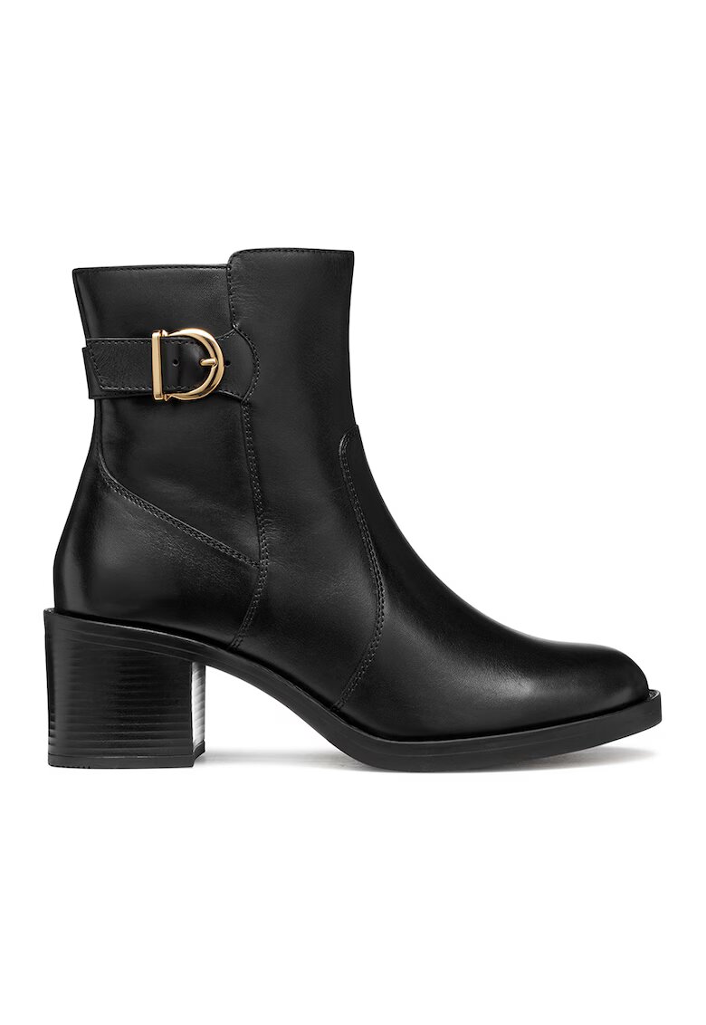 Geox Botine de piele cu toc masiv - Auriu/Negru