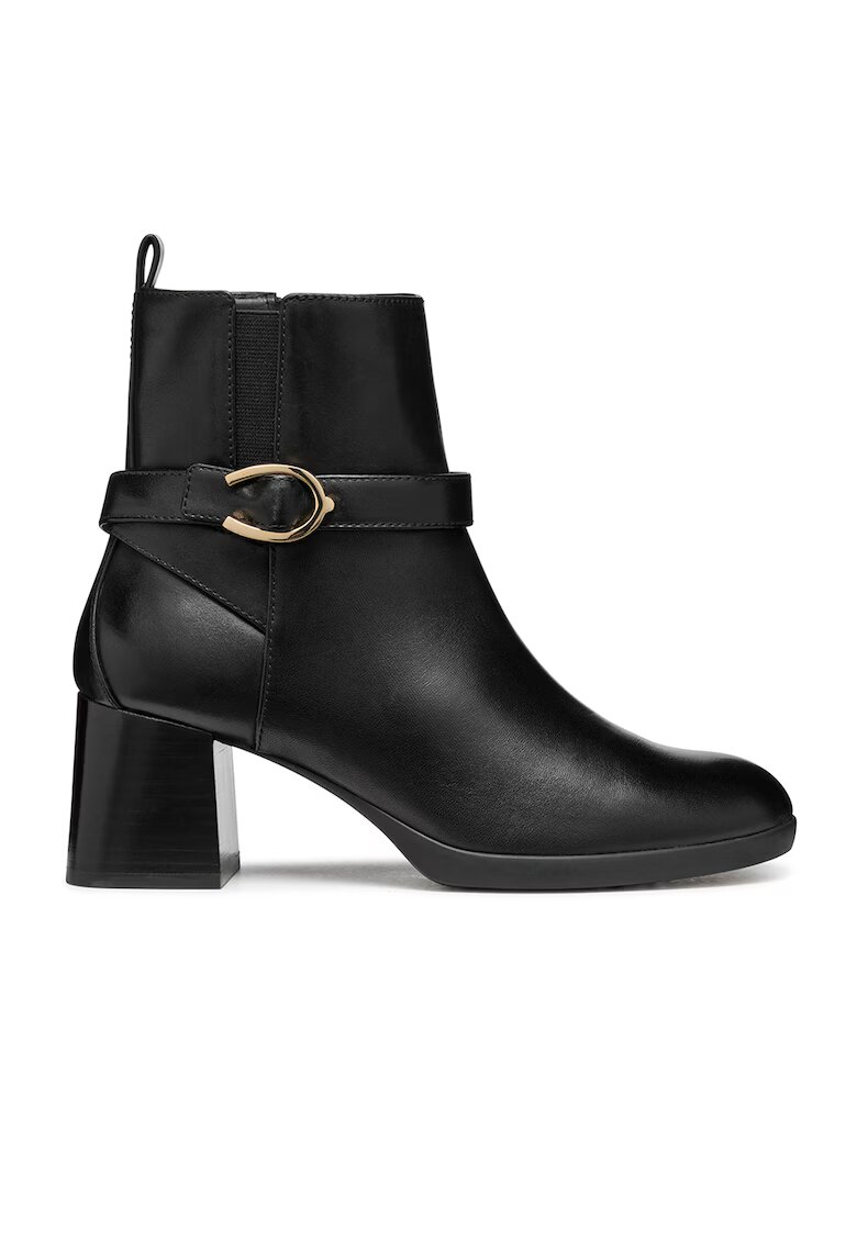 Geox Botine de piele cu toc masiv - Negru