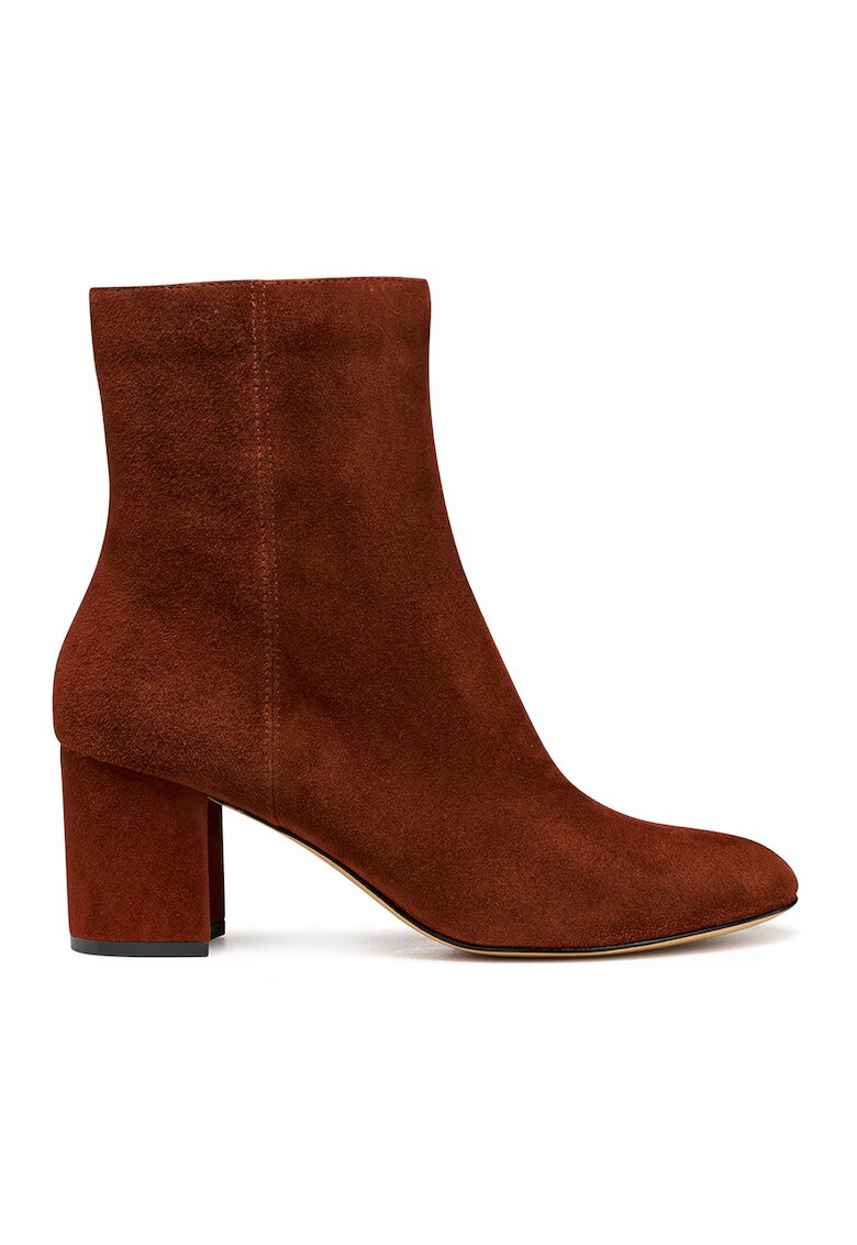 Geox Botine de piele intoarsa cu toc masiv - Maro cognac