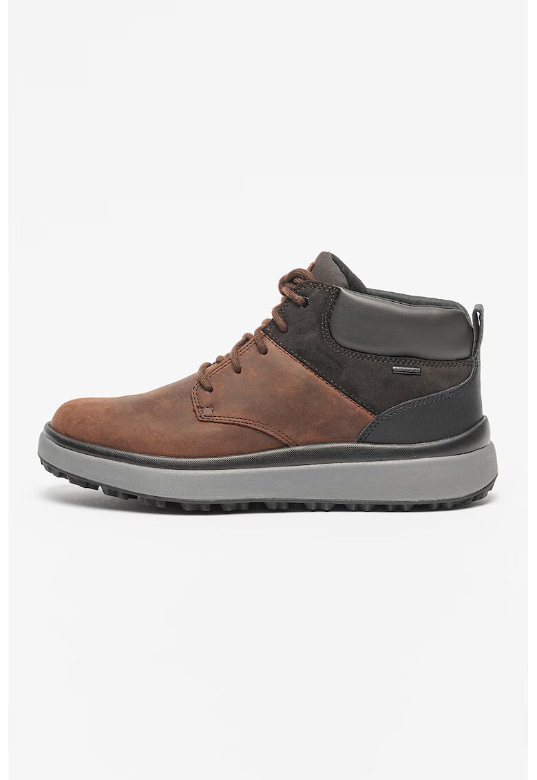 Geox Botine de piele si piele intoarsa - Maro inchis